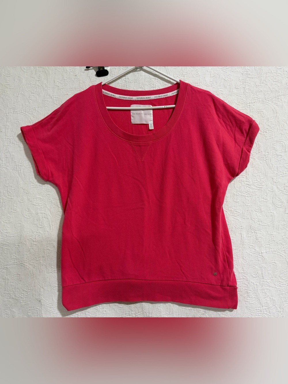 Victoria's Secret Hot Pink Short-Sleeve Sweatshirt